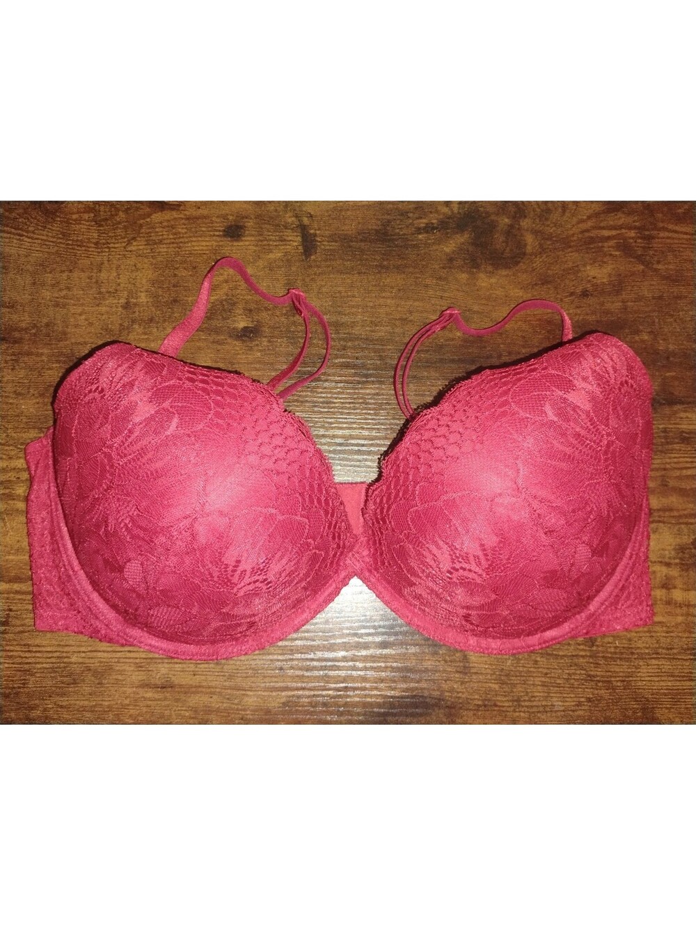 Ambrielle Red Lace Push-Up Bra Size 38D